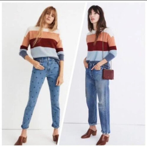 Madewell Crofton Wool and Alpaca Blend Stripe Textured Knit Sweater Oversize XXS - Picture 7 of 16